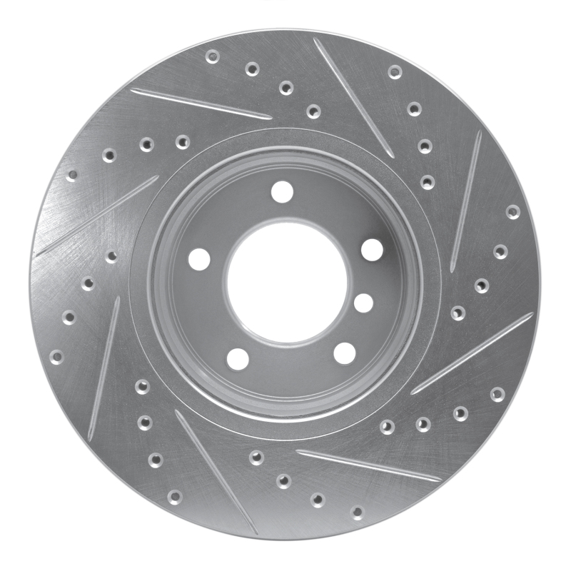 BMW 525I Brake Rotor (1) - Front Left - R1 Concepts - Drilled & Slotted - Silver - `04-`10